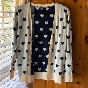White and Navy heart cardigan